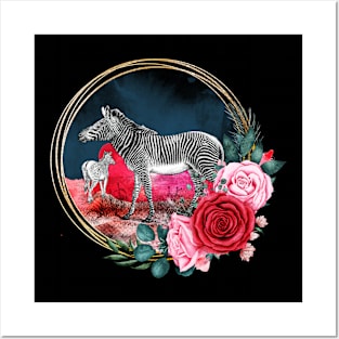 Roses And Zebras Watercolor Posters and Art